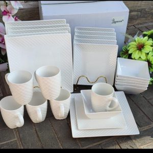 24pc Square Dinner Set ceramic material